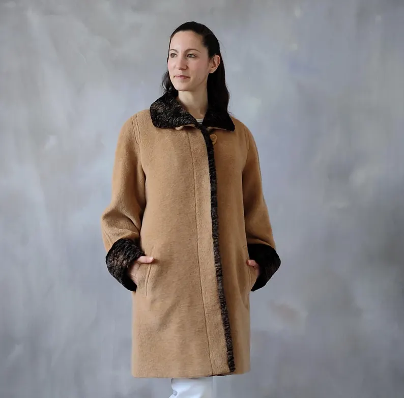 Camel And Sheepskin Coat