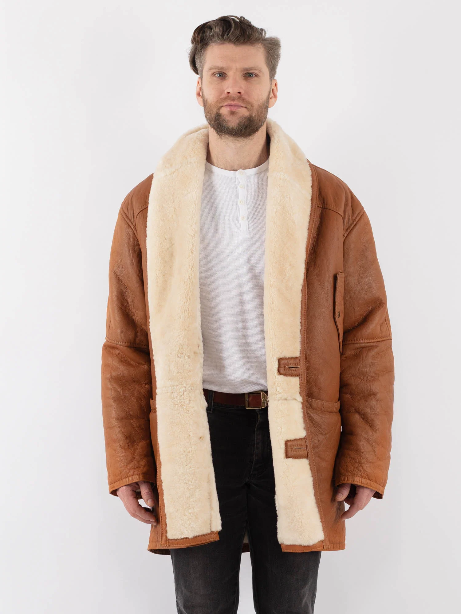 Classic Sheepskin Coat In Tan Men