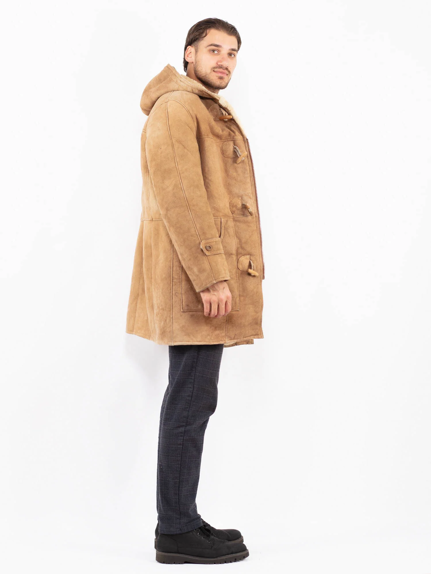 Coat Men Hood Sheepskin
