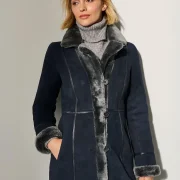 Dark Blue Sheepskin Coat