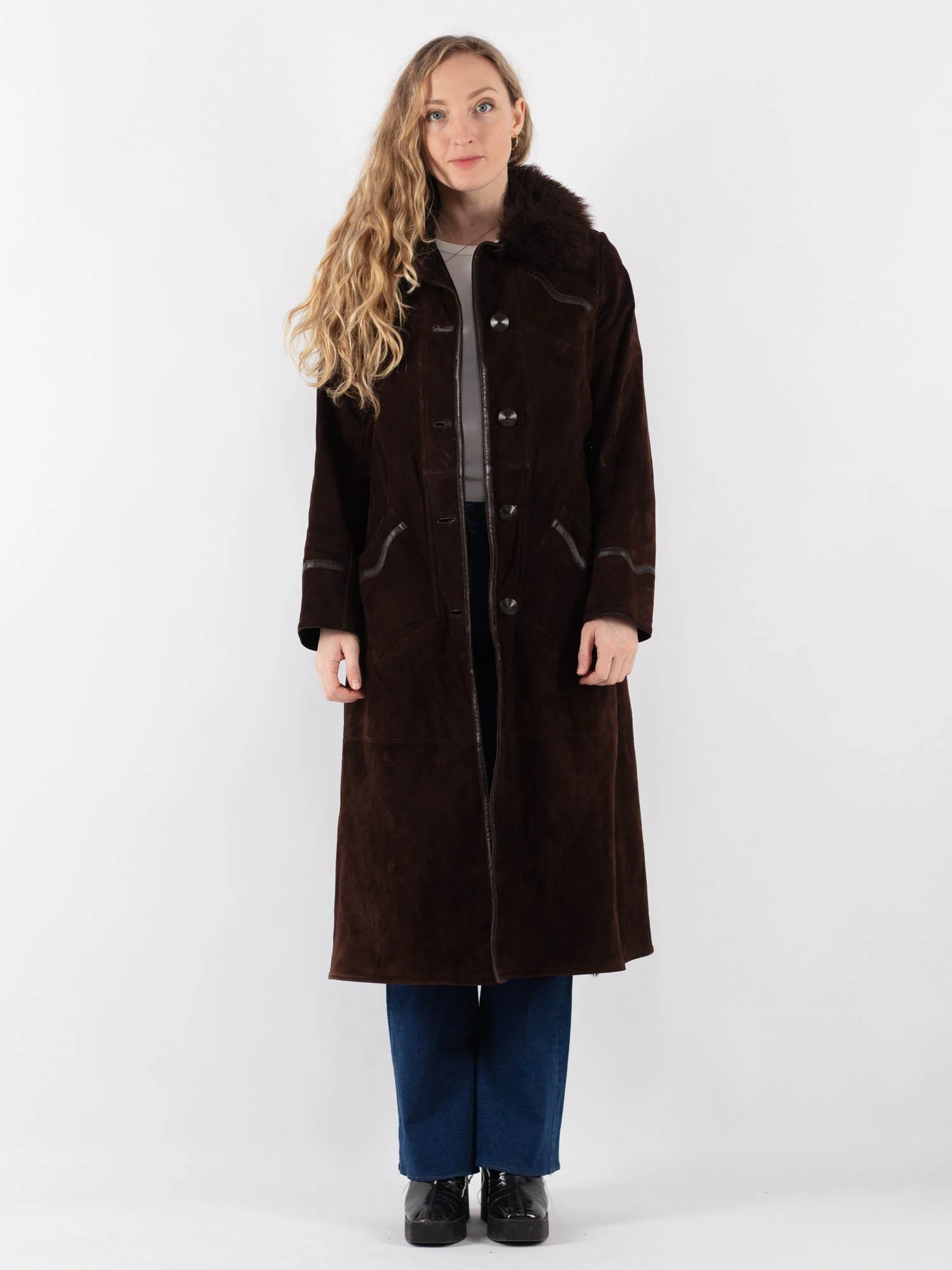 Dark Brown Long Sheepskin Coat