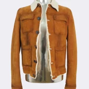 Dsquared2 Mens Coat Khaki With Sheepskin Collar