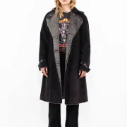 Faux Sheepskin Black Coat