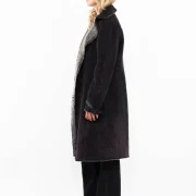 Faux Sheepskin Black Coat