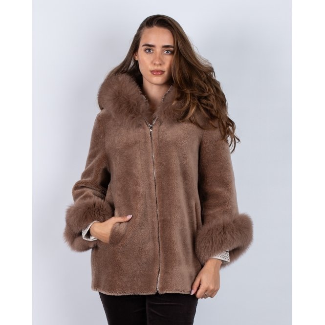 Faux Sheepskin Coat With Hood
