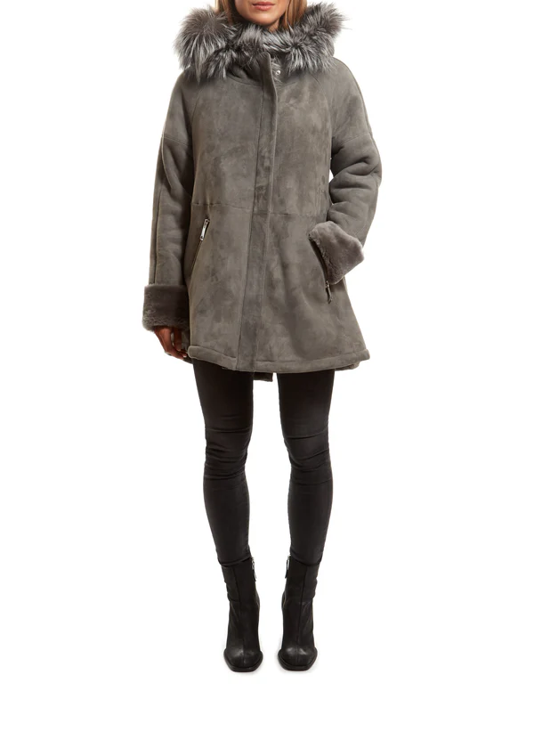 Faux Sheepskin Duffle Coat Ladies