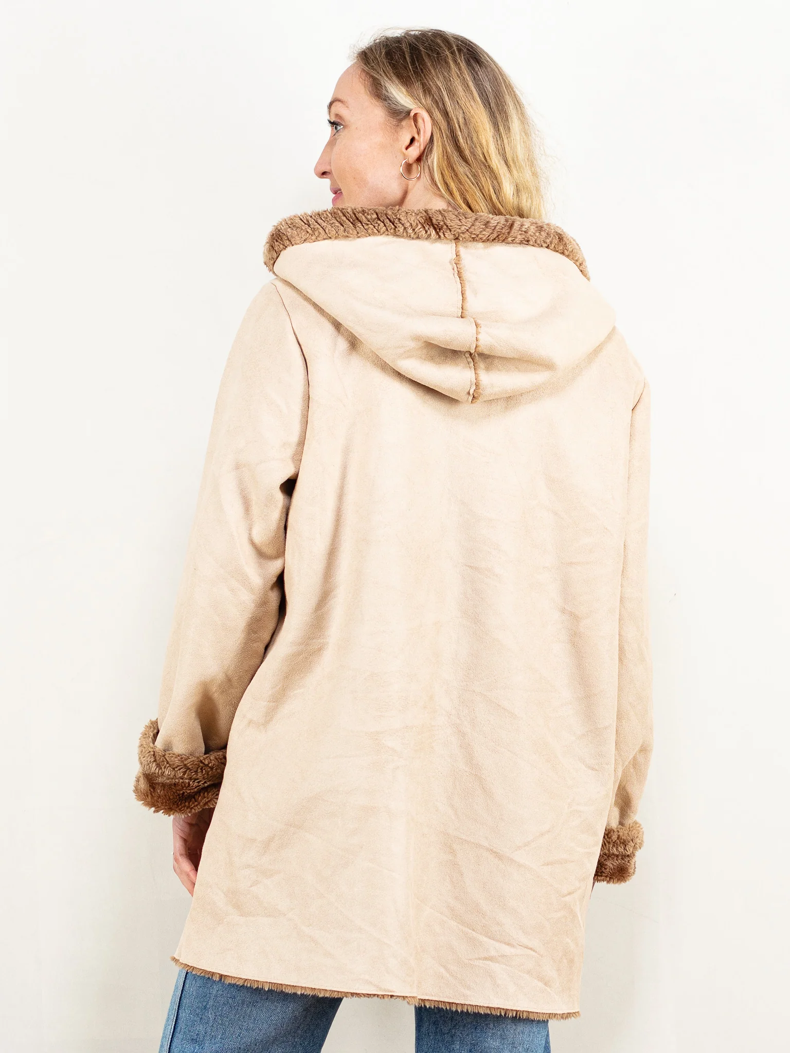 Faux Sheepskin Lined Coat