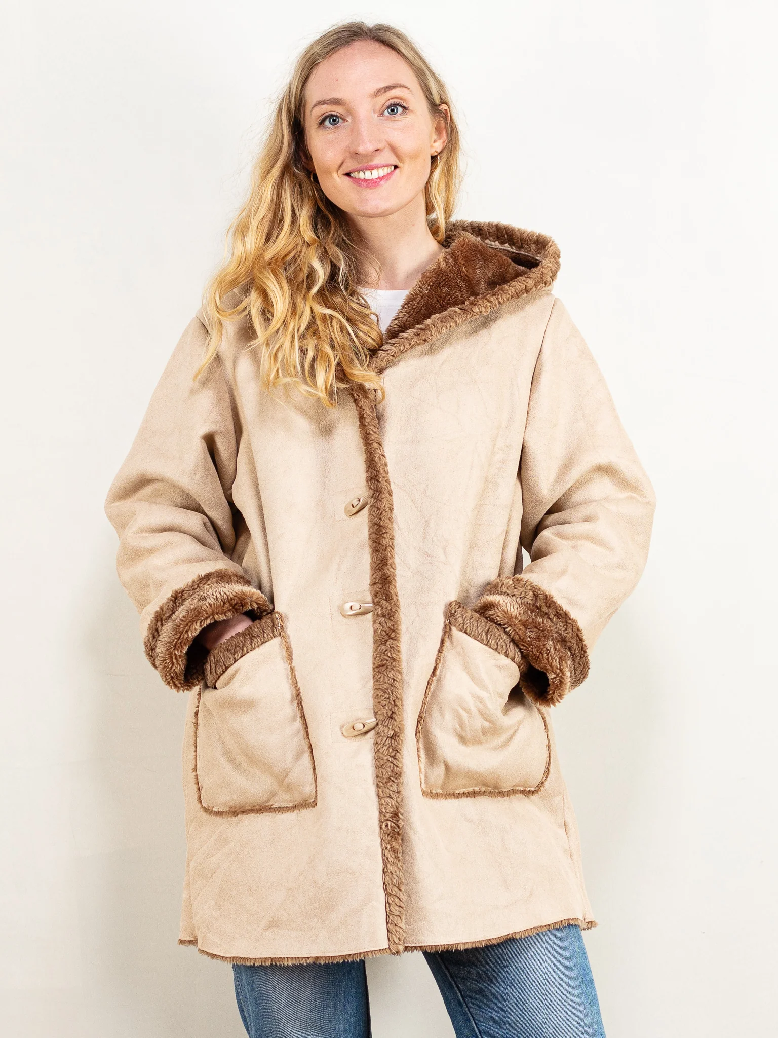Faux Sheepskin Lined Coat