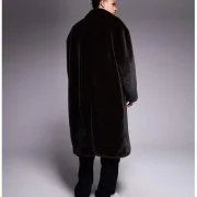 Faux Sheepskin Long Coat Men