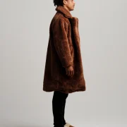 Faux Sheepskin Trench Coat Men