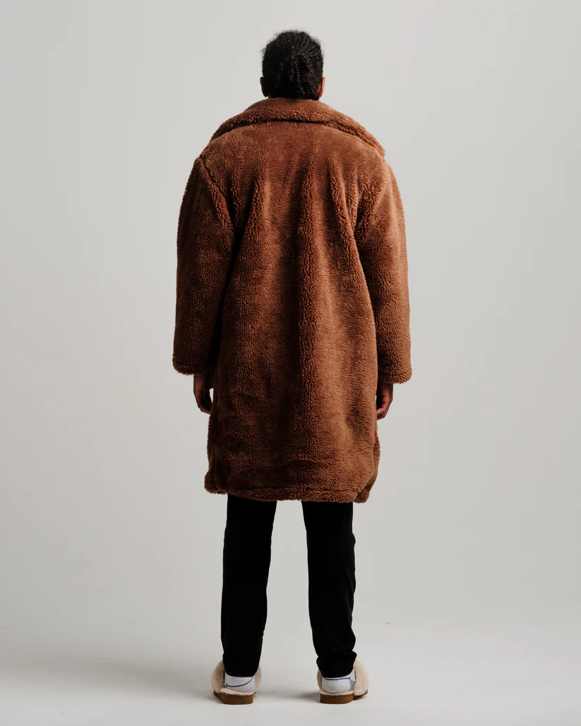 Faux Sheepskin Trench Coat Men