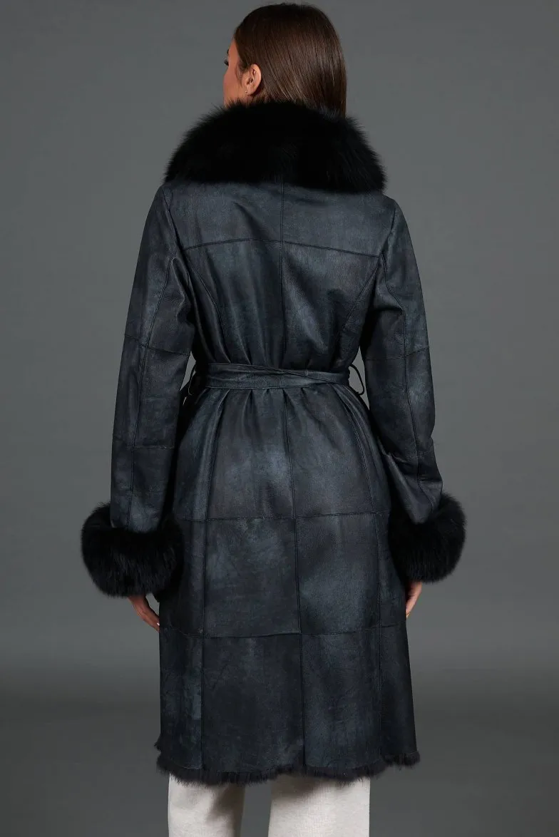 Fox Fur Collar Sheepskin Coat