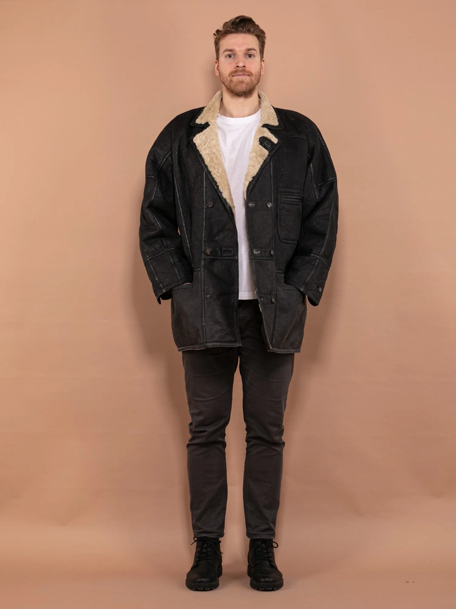 Genuine Sheepskin Wool Coat