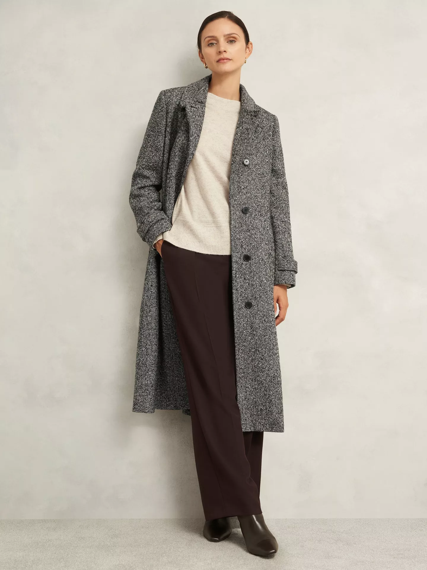 Hobbs Faux Sheepskin Long Coat