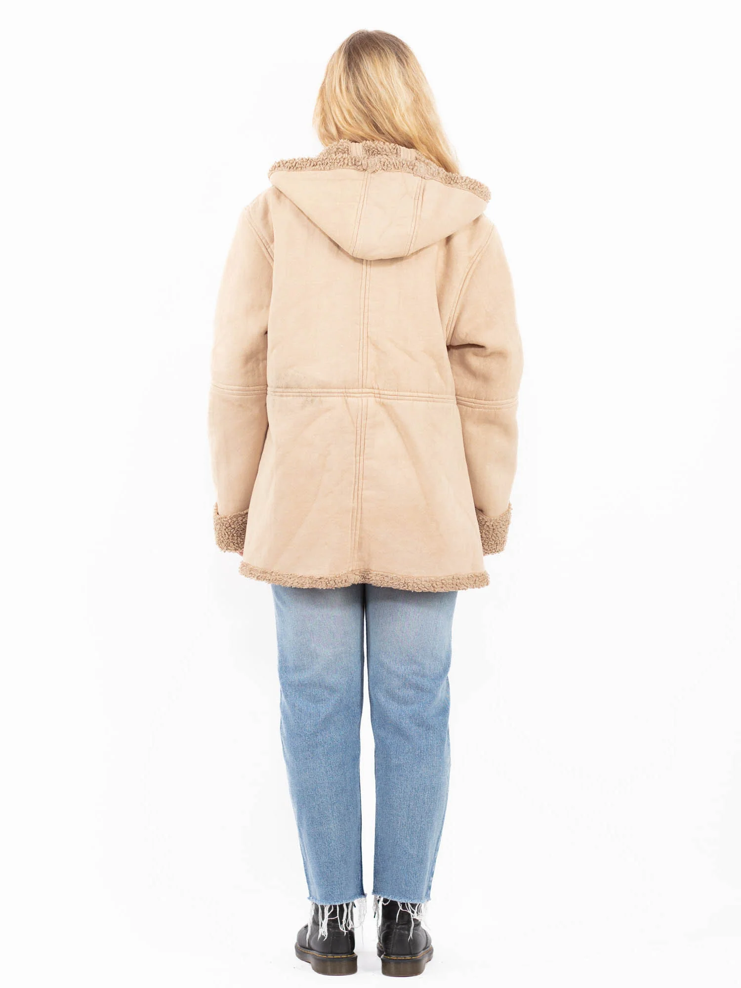 Hooded Faux Sheepskin Coat
