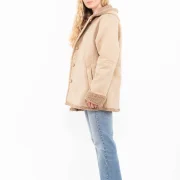 Hooded Faux Sheepskin Coat